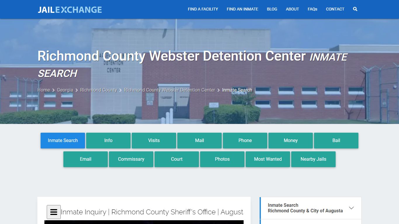 Richmond County Webster Detention Center Inmate Search - Jail Exchange