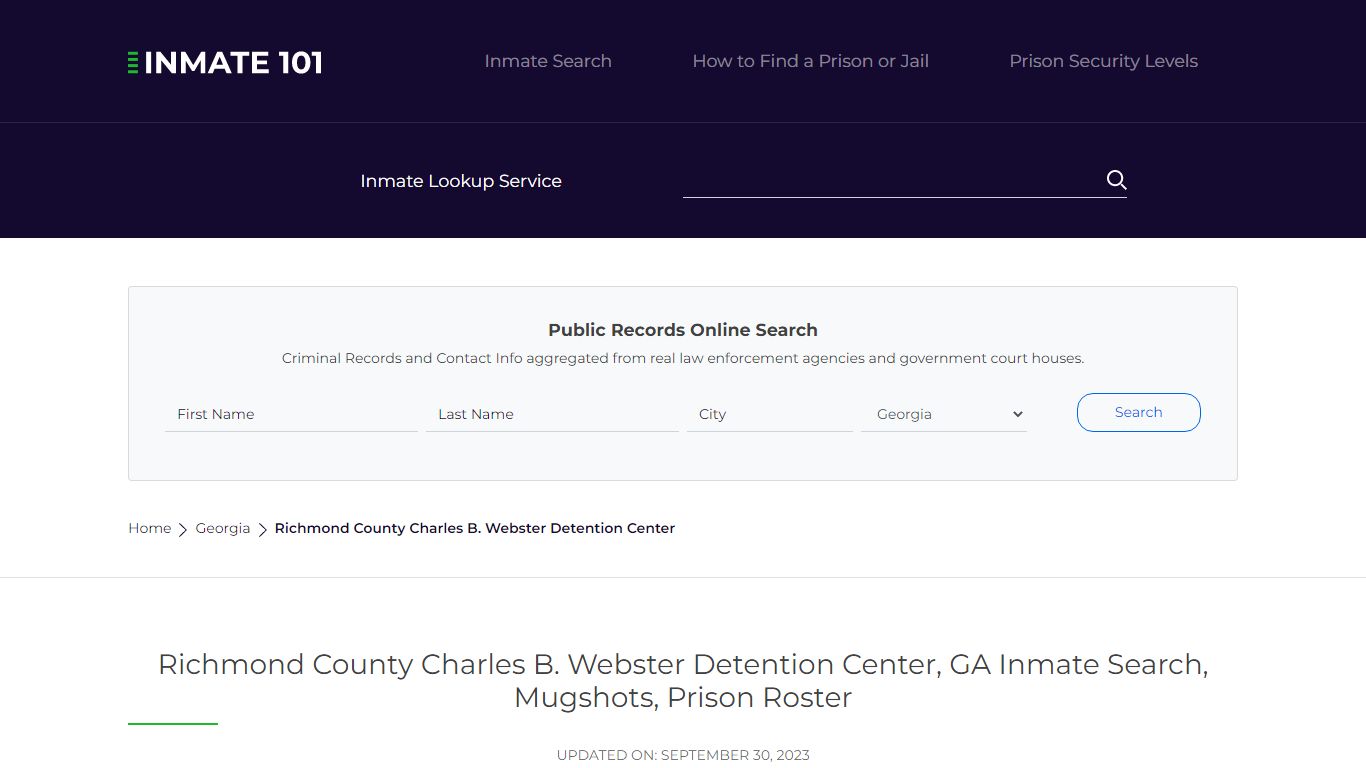 Richmond County Charles B. Webster Detention Center, GA Inmate Search ...